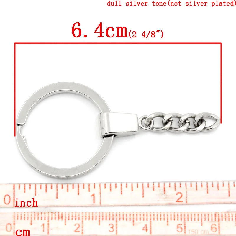 Брелоки и кольца для ключей DoreenBeads тусклые Серебристые цвета 6 2 см x 3 (2 4/8 дюйма x1 1/8