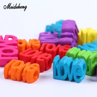 acrylic letter diy bright rainbow love beads big hole frosted retro craft bracelet necklace beads for jewelry making meideheng