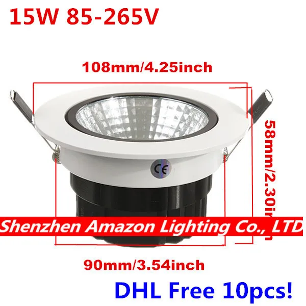 

Factory Wholesale! 15W COB LED Ceiling Spot Down Light Recessed LED COB Downlight 110V 220V DHL Free 10pcs