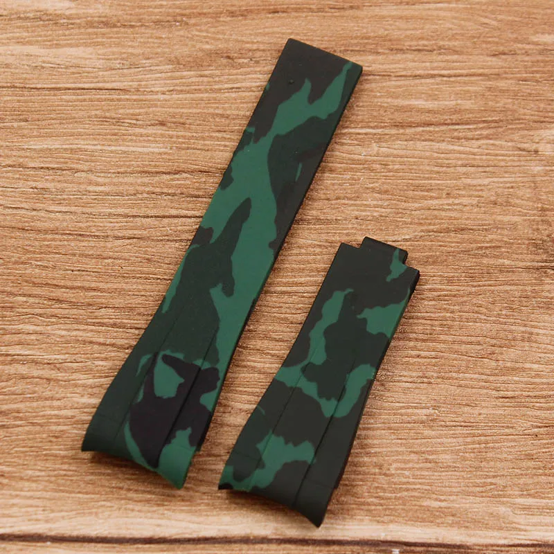 Army Green Camo Аксессуары для часов Силиконовый Камуфляжный ремешок для часов, применимый для часов Ролекс зеленая вода призрак король ремень ANCON Yacht Masters - Цвет ремешка: Army Green Camo