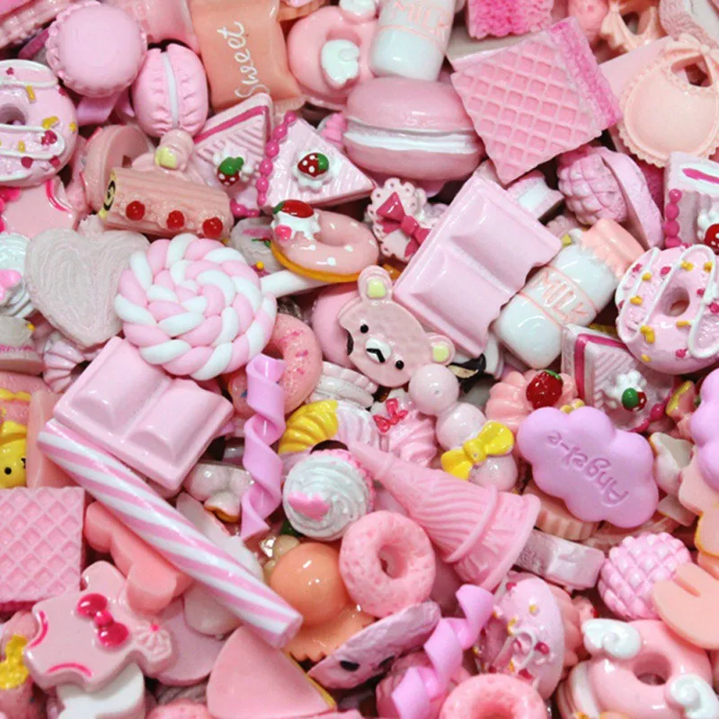 30 шт./лот микс кавайная еда милые кабошоны из смолы с плоским основанием для