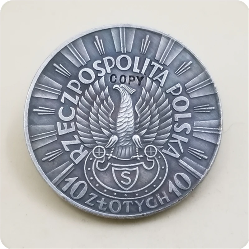 Копия монеты 10 Zlotych (Jozef Pilsudski Shooter eagle) 1934|Безвалютные монеты| |