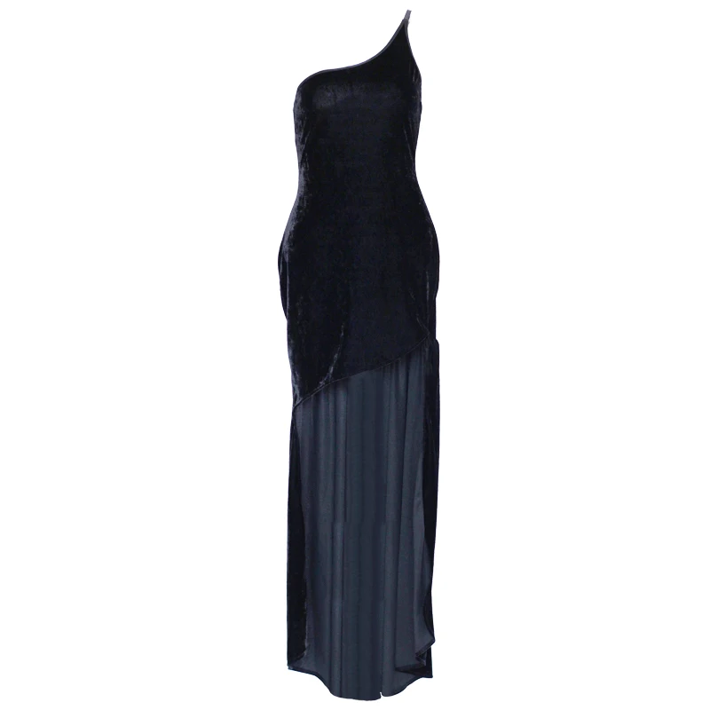 Новое винтажное платье Королевского синего и черного цвета с одним плечом