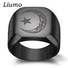 Liumo, модное классическое винтажное мужское кольцо из нержавеющей стали 316L, черное, синее, с золотистого цвета Луна звездами, Lr990