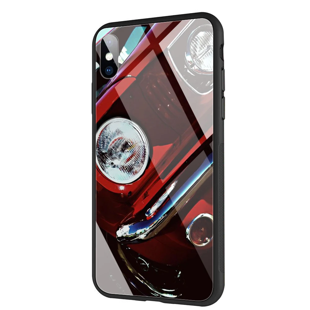 Классический чехол Lavaza из закаленного стекла с задними фонарями MUSTANG для iPhone XS Max