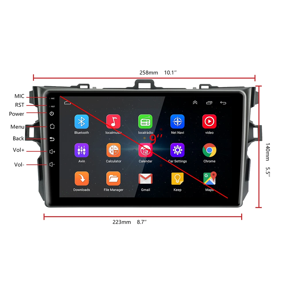9 дюймов Android 8 1 автомобильное радио ram 2G rom 16G стерео 1080 P для Toyota Corolla 2008 2009 2010 2011 gps