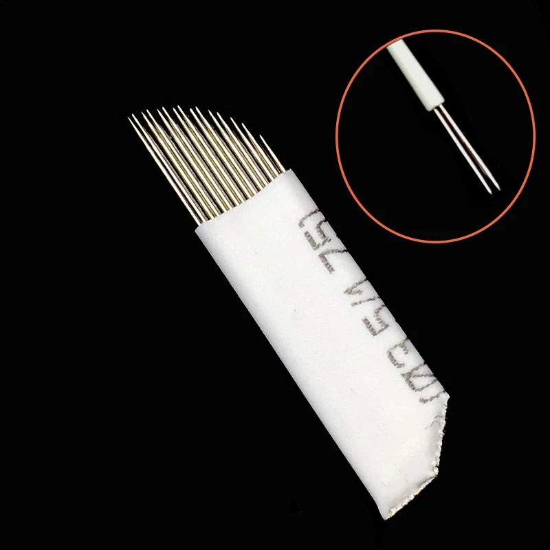 

New 15Pins 2 row Permanent Makeup Eyebrow Tatoo Blade Microblading Needles For 3D Embroidery Manual Tattoo Pen