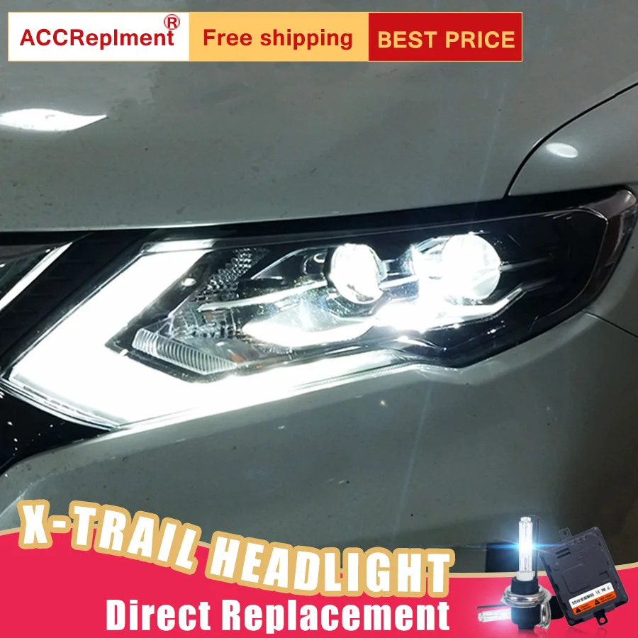 2 шт. светодиодный фары для Nissan X Trail 2017 2019 Автомобильные ангельские глазки