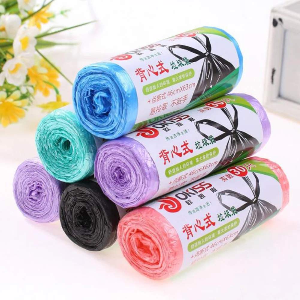 Random Color 1 рулон/30 шт одноразовые мусорные корзины держатель мешка для мусора Мусор утолщенная ручка мешок горячий - Цвет: Random Color