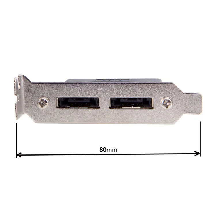 Адаптер с двумя портами SATA 7pin на Esata 7Pin штекер-штекер низкопрофильным кронштейном