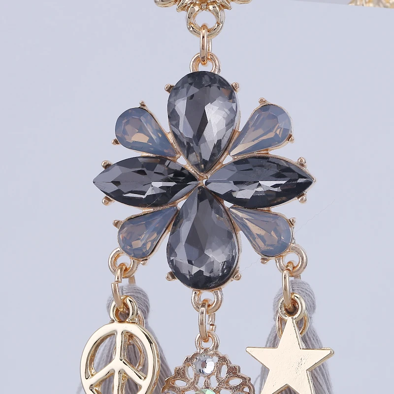 Sehuoran Мода Boho уровень кисточкой Серьги цинковый сплав Висячие серьги Bohemia Для