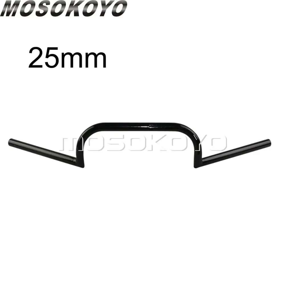 7/" или 1" Черный Руль Clubman рукоятка 22 мм 25 мм руль для Кафе Racer Cruiser Bobber Chopper - Цвет: 25mm black