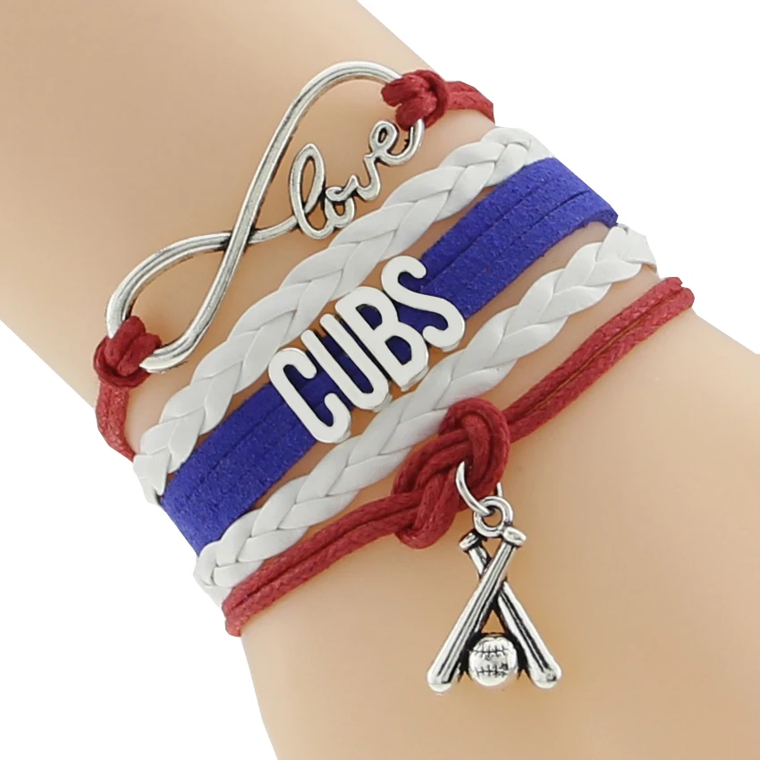 Браслет Infinity Love CUBS для бейсбола команды колледжа синий красный белый на заказ
