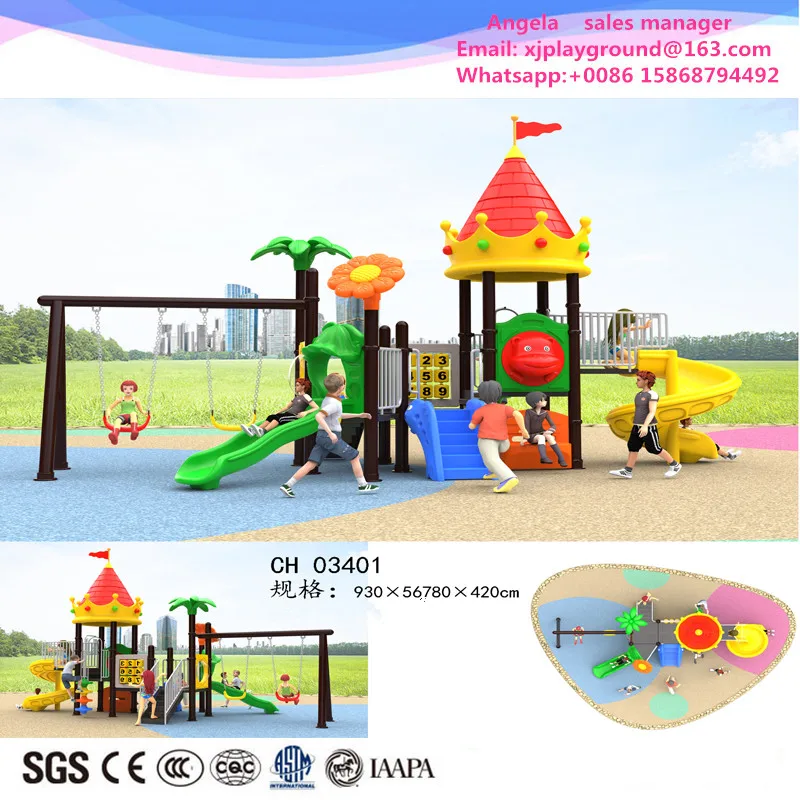 

2020 good price outdoor plastic playground outdoor plastic slide with swing for preschool