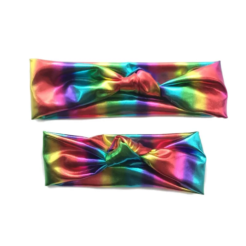 Girls Big Glitter Metallic Headband For Kids 2018 Rainbow Elastic Hair Band Birthday Gift Large Sequin Bow Accessories | Мать и ребенок