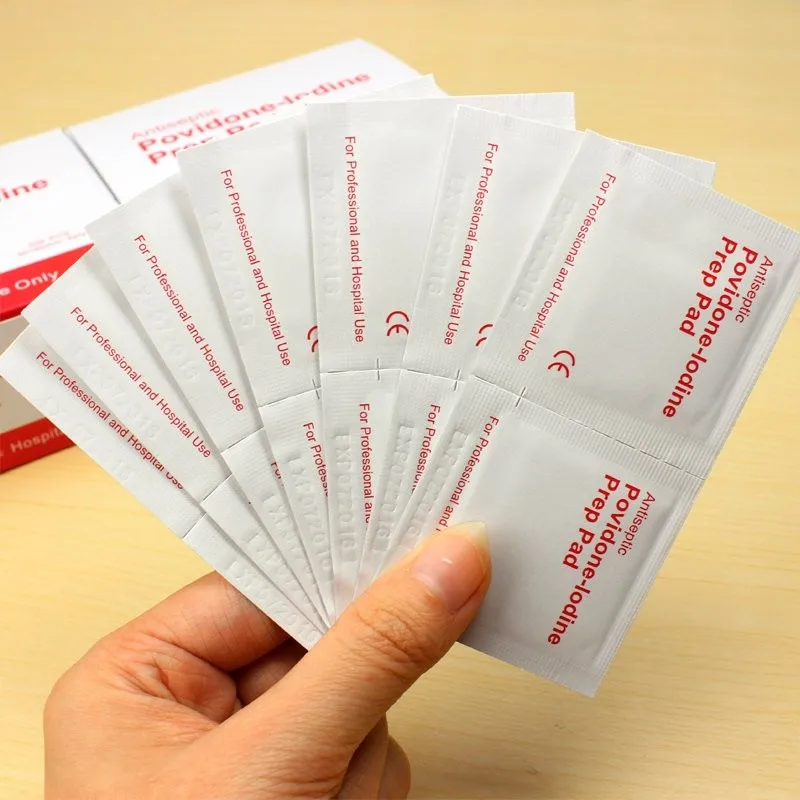 100pcs/box Alcohol Iodine disinfection tablet Pad Swabs Wipes Medical iodine cotton sheet first aid medical Skin Cleanser | Красота и