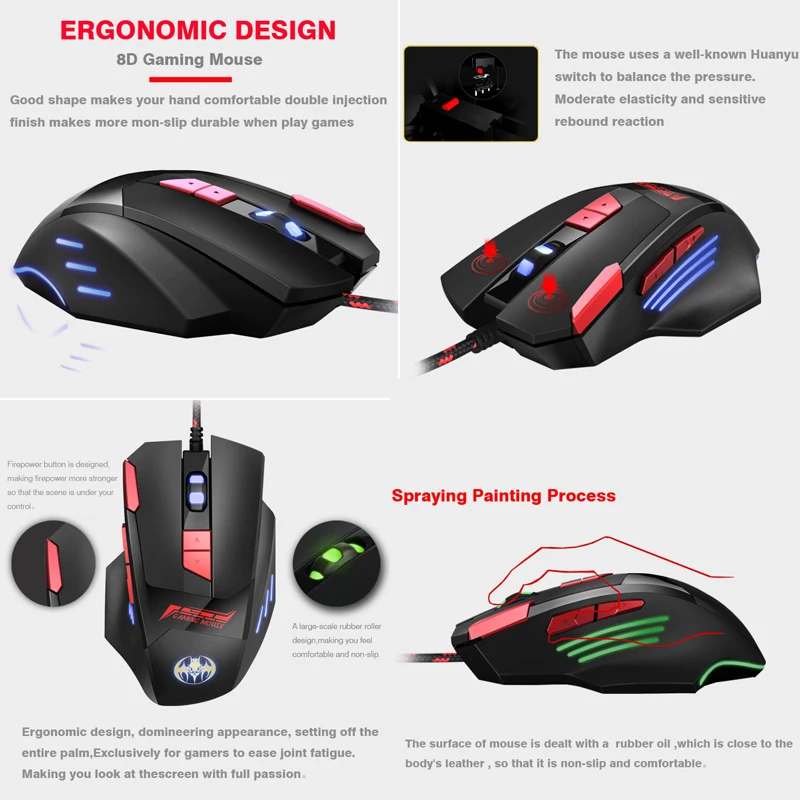 Проводная USB оптическая игровая мышь PUBG 12 программируемых кнопок компьютерные
