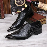 zapatilla hombre black spiked loafers genuine leather mens pointed toe dress shoes genuine leather crocodile classic oxford