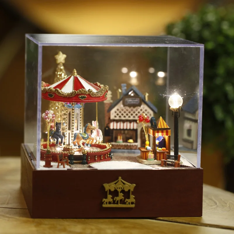 Музыкальная шкатулка сделай сам украшение карусель деревянный ящик для девочек