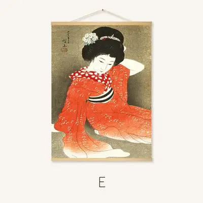 Японские Ukiyo-e Ukiyoe деревянные висячие свитки картины на холсте настенные художественные настенные картины для гостиной скандинавские украшения дома - Цвет: E