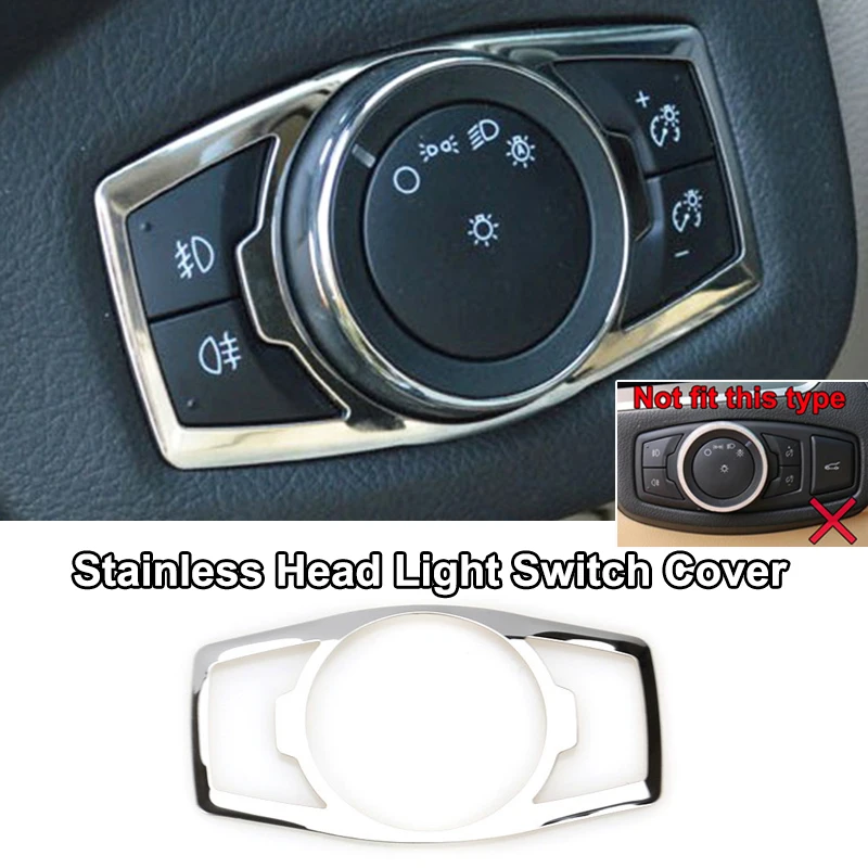 light switch cover Хромированный светильник для Ford Escape Kuga, панель переключателя переменного тока, крышка на вентиляционное отверстие, декоративная ручка, аксессуары для стайлинга автомобилей - Цвет: light switch cover