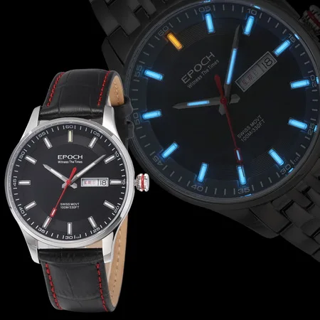 quartz watch p7 Epoch Мужские кварцевые часы мужские часы Роскошные T100 Тритий Светящиеся erkek kol saati Авто Дата relogio masculino erkek saat 6021GS - Цвет: quartz watch p7