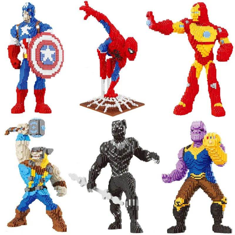 Мультфильм фильм Мини Строительные блоки Черная пантера Человек-паук Тор