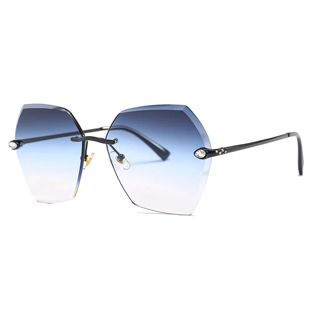 

Rimless Gradient Sunglasses Women Luxury Brand Designer Oversized Round Sun Glasses Ladies Gradient Shades Clear Eyewear