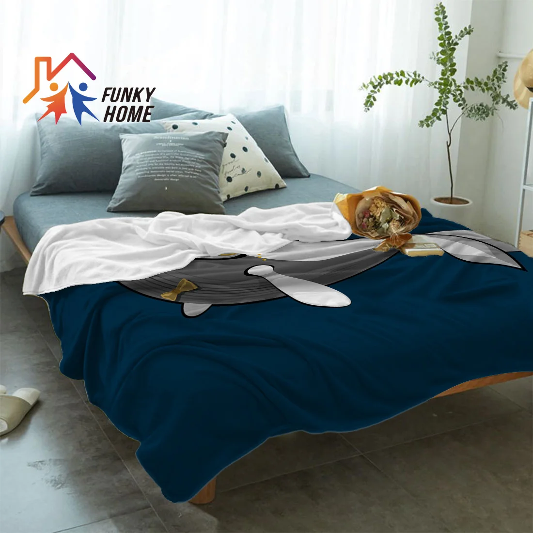 Funkyhome индивидуальные бросить Одеяло Белый Кит трубы мультфильм Флисовое одеяло c