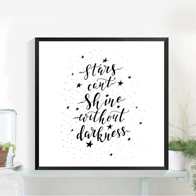 Stars Can't Shine Without Darkness Quote Canvas Art Prints Inspirational Painting Poster Wall Home Decoration | Дом и сад