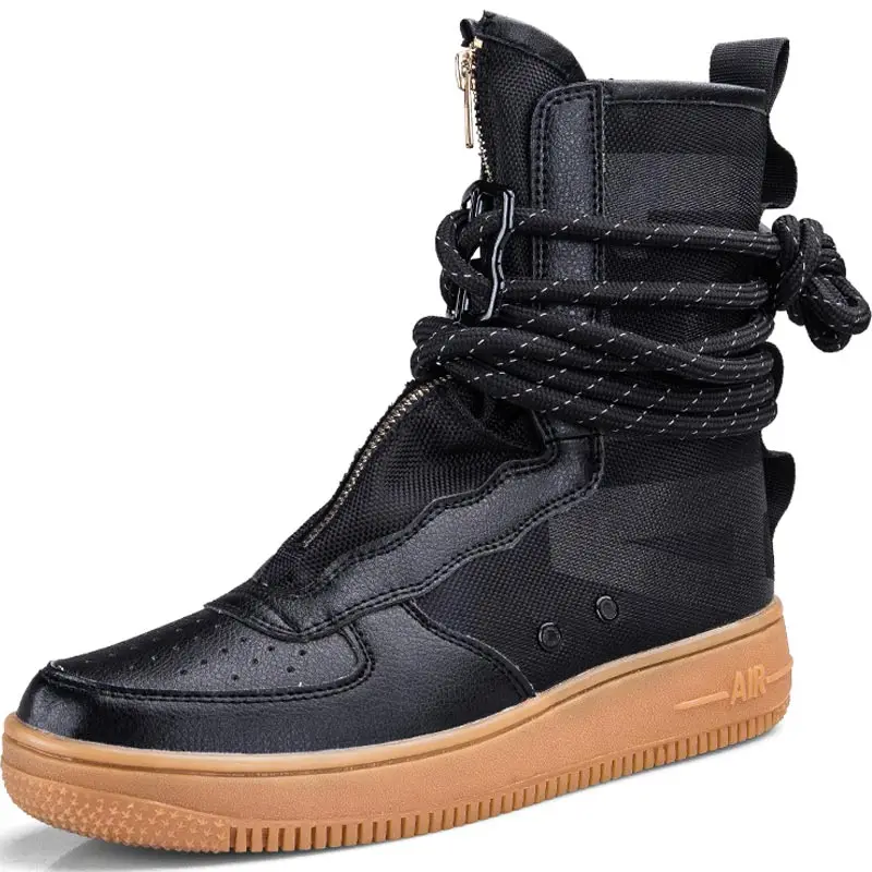 Comemore высокие мужские кроссовки спортивная обувь женская для мужчин Sepatu Pu кожаные