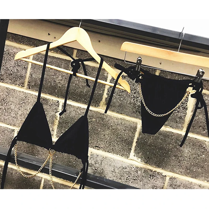 В-х струнная цепь бикини сексуальный купальный костюм 2019 высокий вырез большого