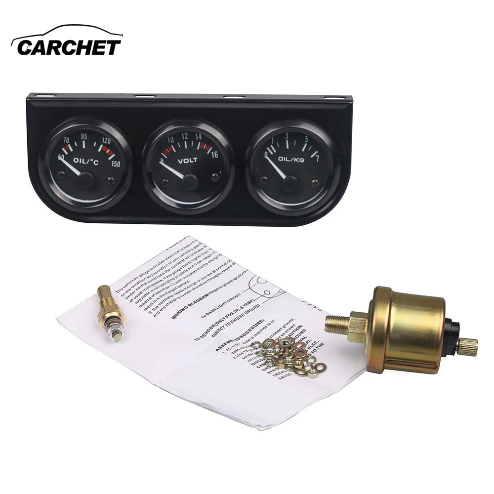CARCHET 12V Универсальный 3 в 1 вольт метр + Датчик температуры воды давления масла