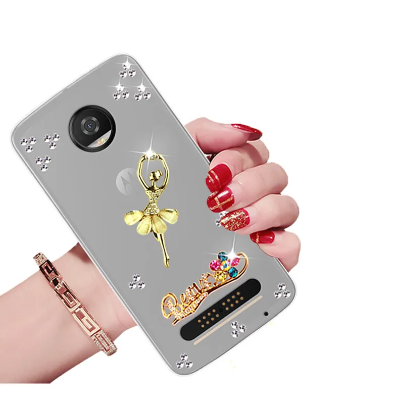 Модные прозрачные чехлы со стразами для телефонов Motorola ONE P30 play note G6 Plus G7 X4 G5S G5 E5 E4 G4