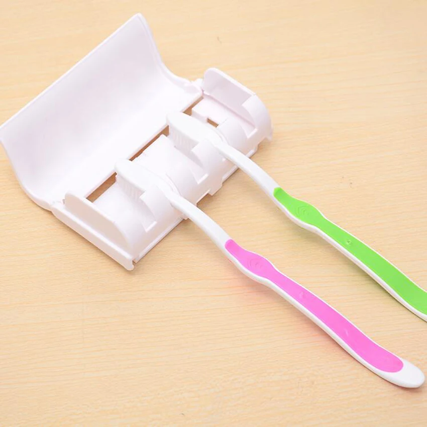 

1 Set Tooth Brush Holder Automatic Toothpaste Dispenser + 5 Toothbrush Holder Toothbrush Wall Mount Stand Bathroom Tools