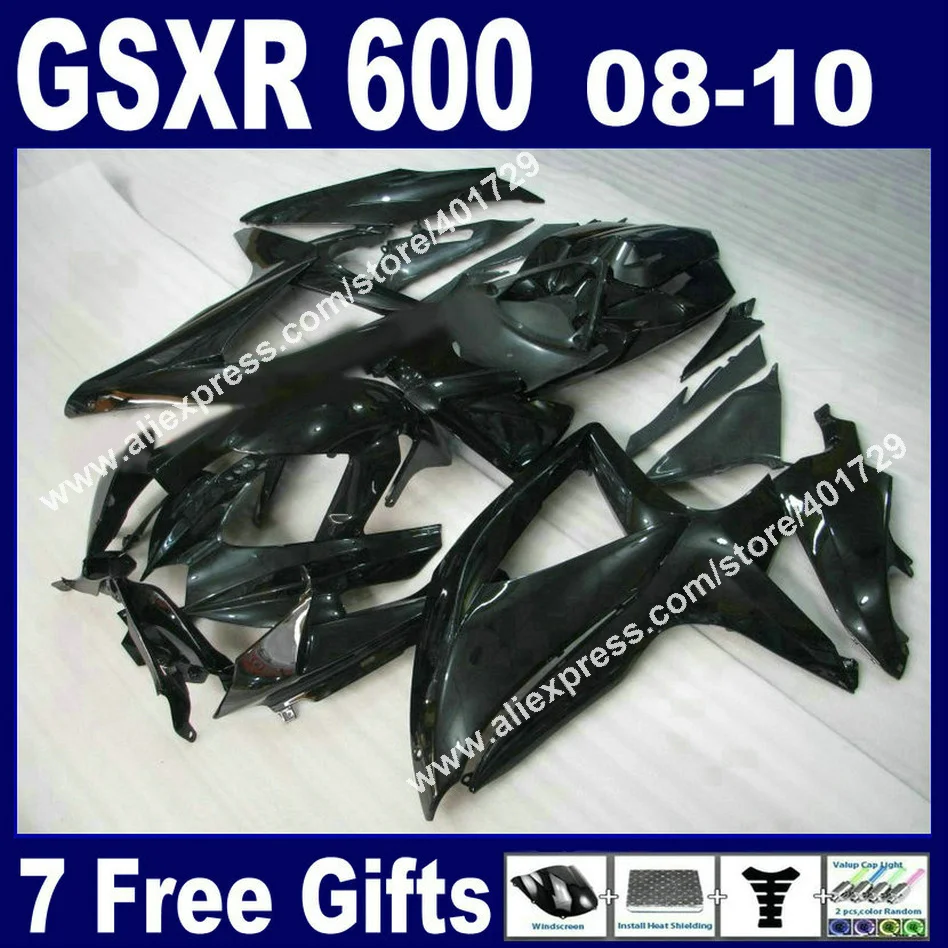 

7 gifts Fairings for autobike 2008 2009 2010 SUZUKI GSXR 600 750 K8 brand new ABS 08 09 10 GSXR600 GSXR750 glossy black kit QZ67