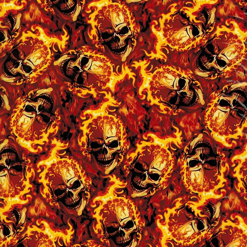 

cnHGarts Free shipping 50cm width skull and flame pattern water transfer printing film Water Transfer film WTP1184