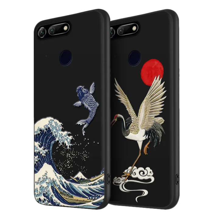 Чехол для телефона Honor 20 Great Emboss Huawei PRO 20i V20 чехол Kanagawa Waves Carp Cranes 3D Giant relief