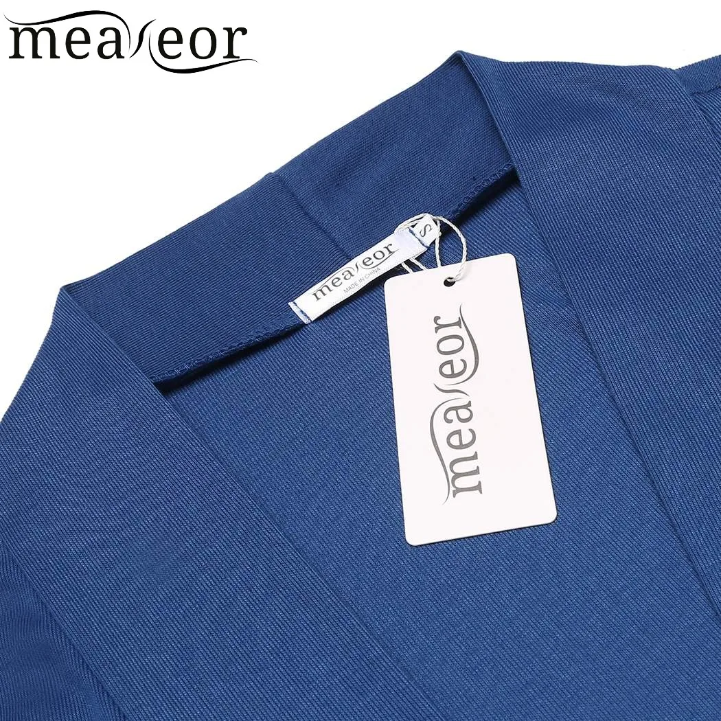 Meaneor 2017 New Women Casual Autumn Cardigan Long Sleeve Solid Open Front Cardigans Sexy Loose Lady Sweater with 2 pockets Tops |