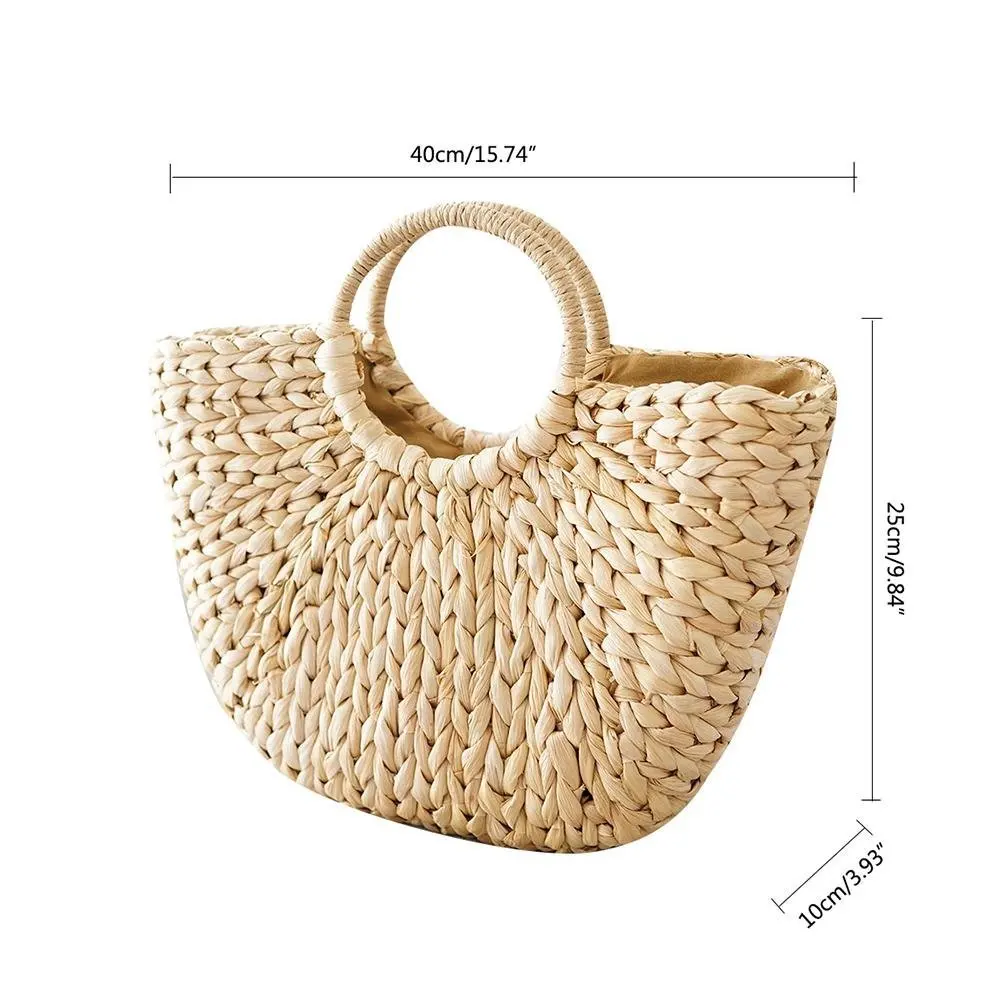 

2019 New Summer Handmade Bags Women Pompon Beach Weaving Ladies Straw Bag Wrapped Beach Bag Moon shaped Bag
