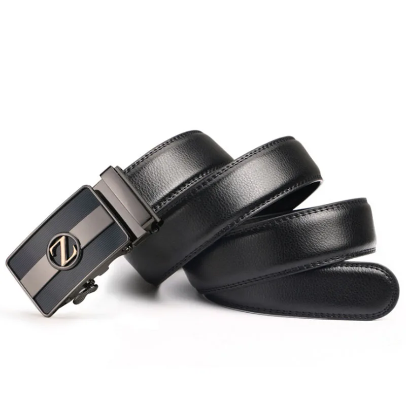 Male Genuine Leather Automatic Buckle Belt High Quality Designer Luxury Brand Vintage Strap Waistband Man's Z | Аксессуары для