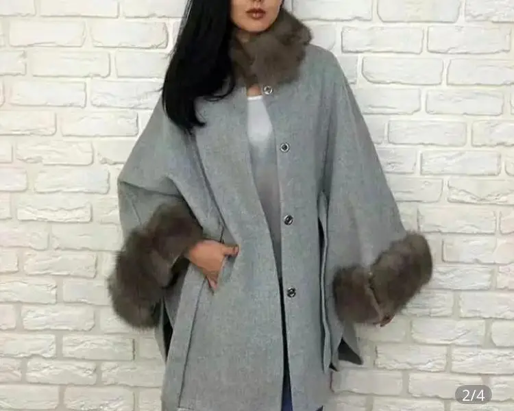 Женское шерстяное пальто arlenesain с мехом шиншиллы на заказ | Женская одежда
