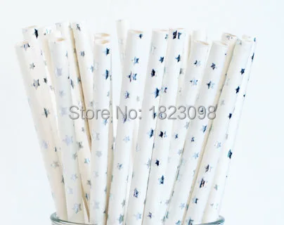 Бумажные соломинки 25 шт./лот из фольги золотого/серебряного цвета питьевые для