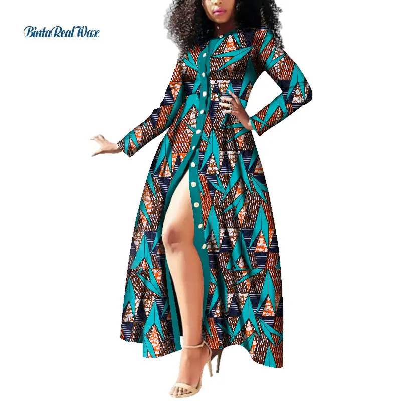 13 Африканские платья для женщин с восковым принтом, длинные платья Vestido Bazin Riche Dashiki, женская одежда в африканском стиле WY3785 - Цвет: 13