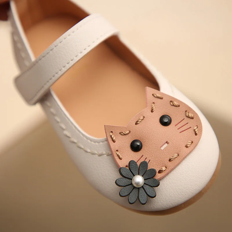 Children Girls Leather Shoes Kids Baby Princess Spring/autumn Sneakers Single Cute Cat Fashion |