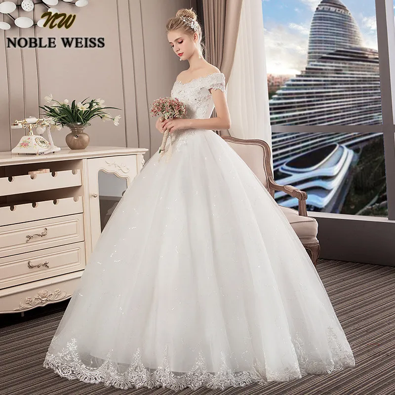 Благородный WEISS Vestido de Noiva 2019 свадебные платья принцессы с открытыми плечами