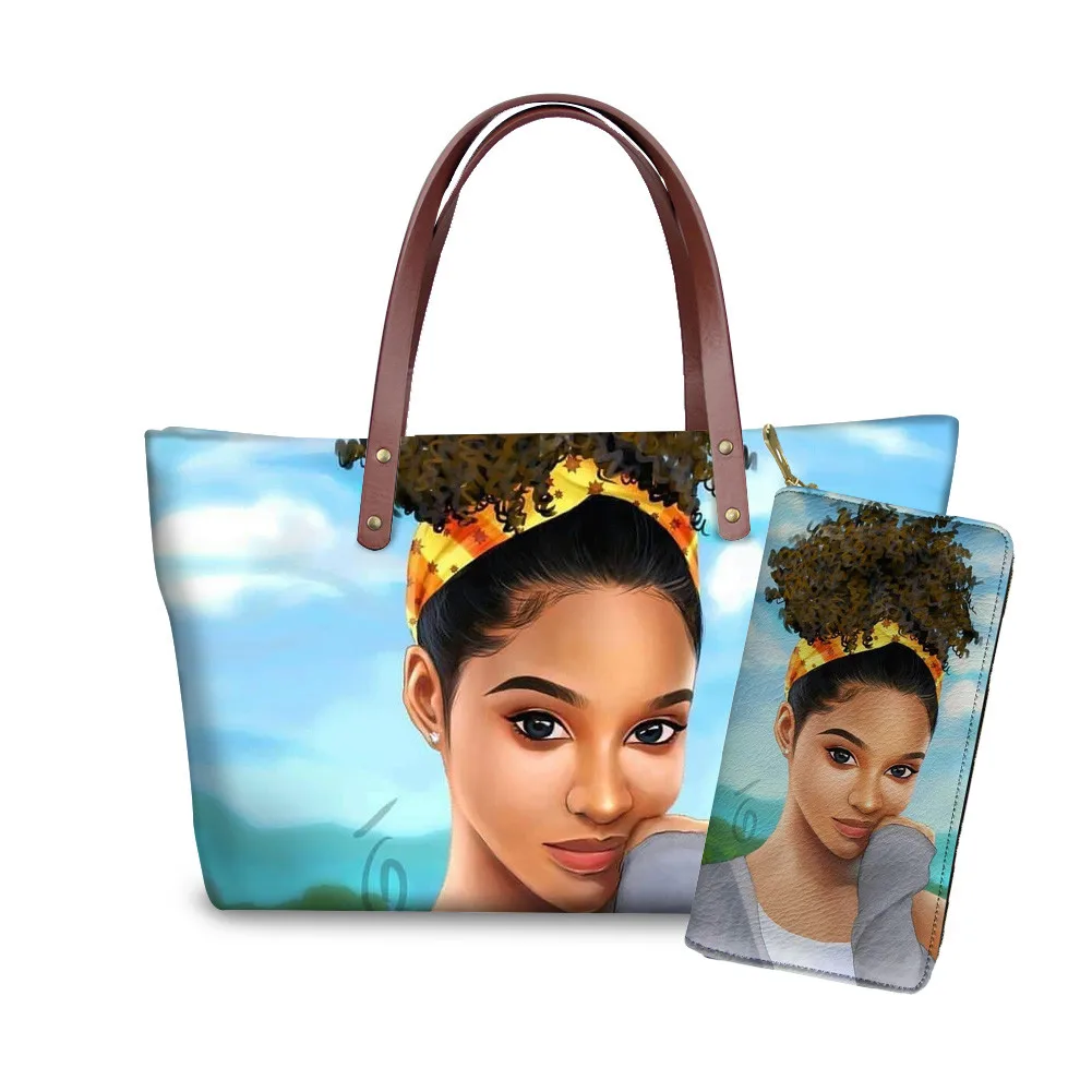 YQ4076ALZ21 FORUDESIGNS/черный Для женщин арт-американском стиле детские футболки для девочек, с принтом, Сумки& Кошелек Дамская 2 шт./компл. Летняя Пляжная сумка женские сумки - Цвет: YQ4076ALZ21
