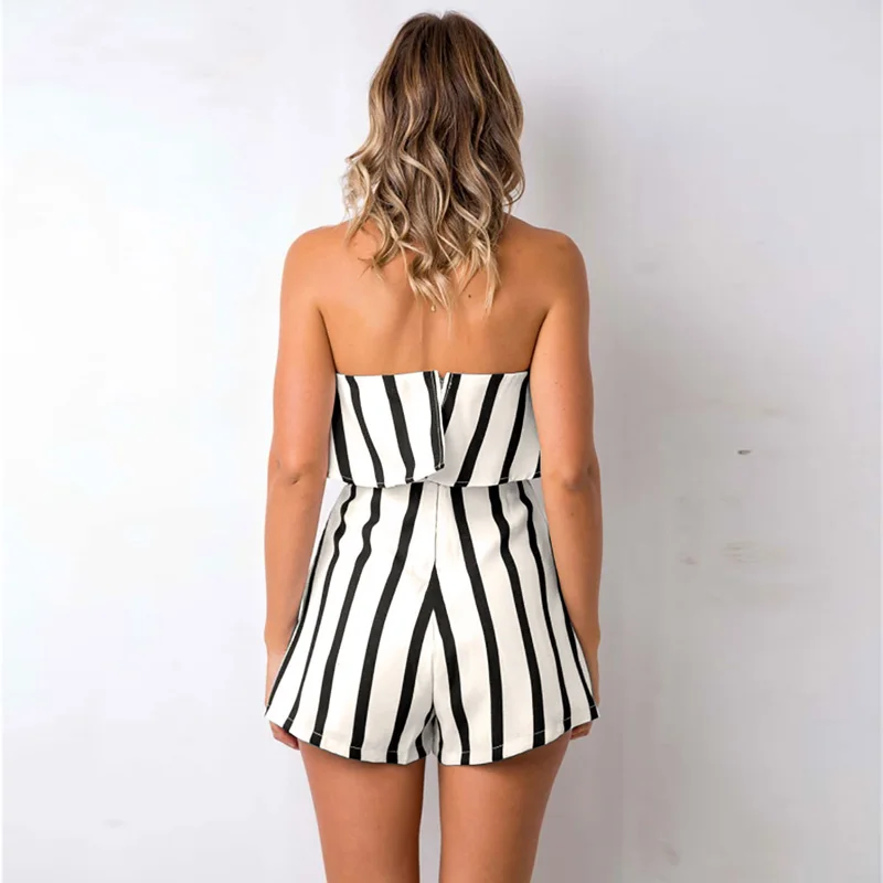 Ebizza пикантные без бретелек Playsuit полосатый комбинезон женский с открытыми
