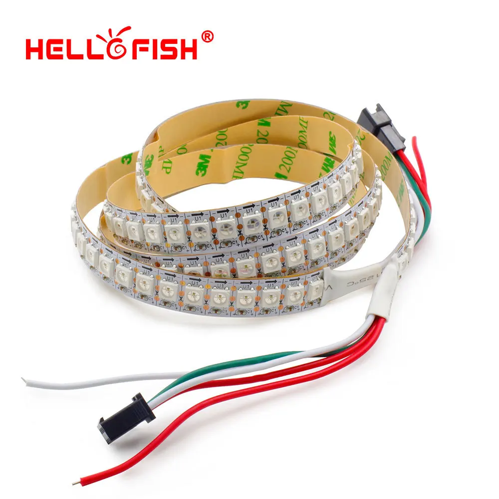 Hello Fish 1 м WS2812B полноцветная светодиодная лента 144 светодиодный/m Dream Running color СВЕТОДИОДНЫЙ лента белый/черный PCB