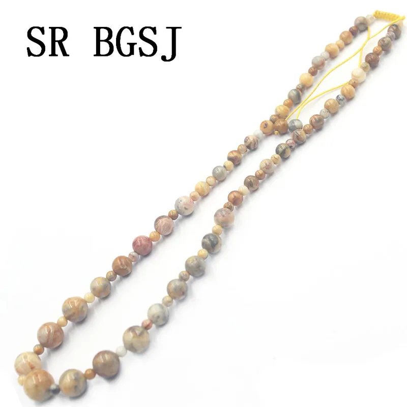 Free Shipping 4-12mm Crazy Lace Agat Onyx Graduated Natural Gems Genuine Stone Beads Adjustable Chokers Necklace 18&quot | Украшения и